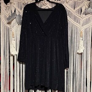 SHEIN Black Glitter Long Sleeve Dress NWOT
